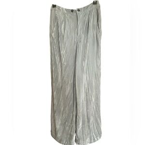 Free People Silver Metallic Pleated Wide Leg Party Pants Size 4